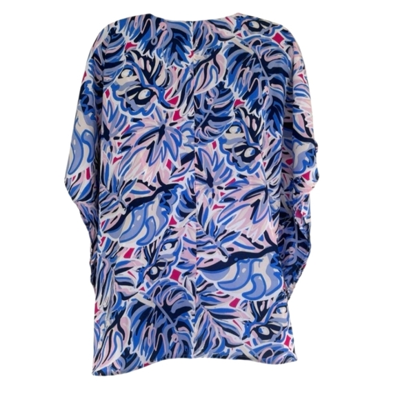 NWT Simple Southern Small Women's Blue and Pink Drape Multicolor Top/Coverup - Picture 5 of 16